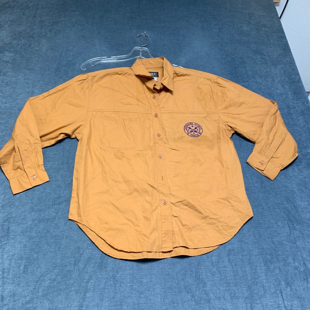 Jordache Concepts Shirt Mens Medium Brown Long Sleeve Collared Logo Button Up